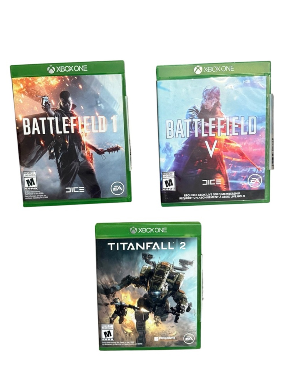 Xbox One Game Lot - Battlefield 1, Battlefield V, Titanfall 2 FPS Shooter Bundle